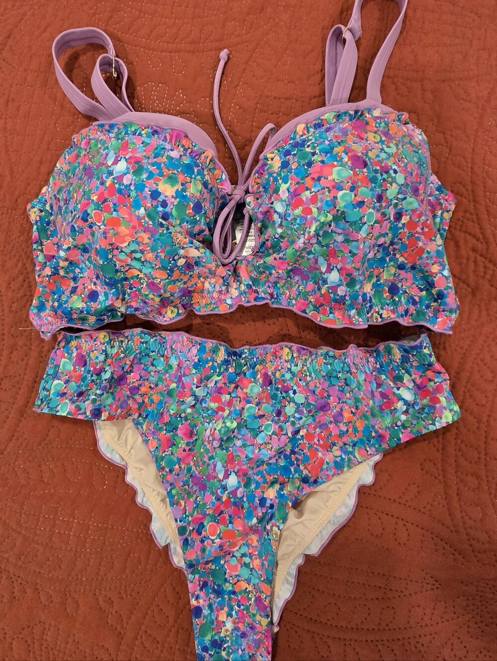 Lilac Multicolor Floral Print Bikini Set - Women’s Swim